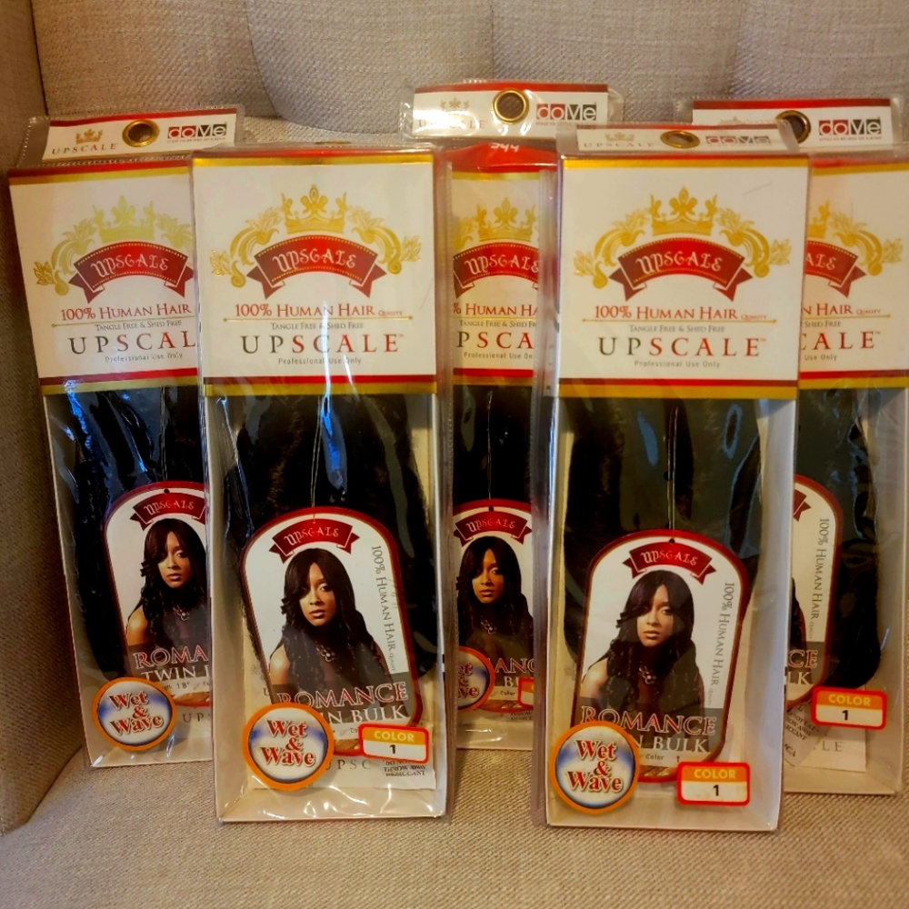 Luxurious 100% human Romance Twin bulk hair by Upscale. 5 packs
